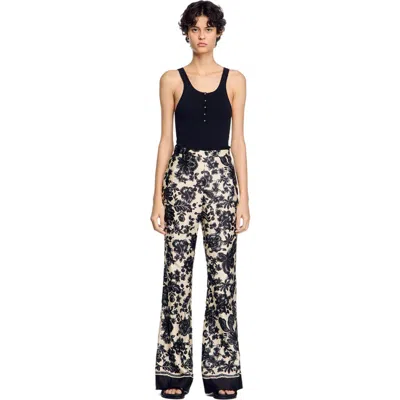Sandro Floral Pants In Black