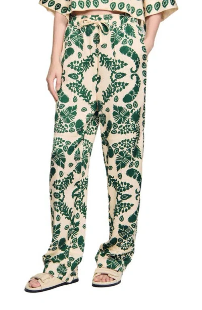 Sandro Floral Pants In Neutral