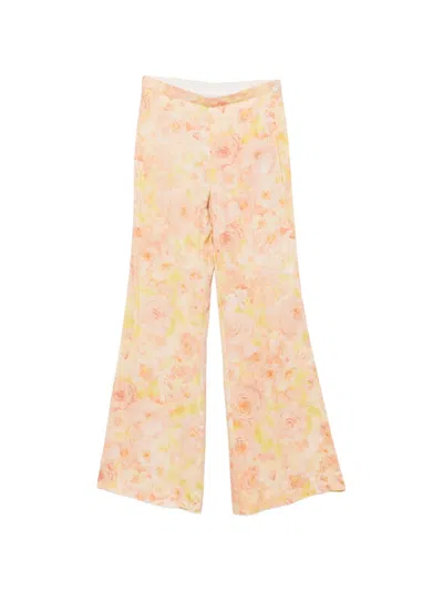 Sandro Floral-pattern Trousers In Orange