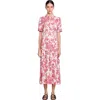 Sandro Floral Patterned Maxi Dress In White/red