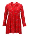 Sandro Floral Peace Sign Print Mini Dress In Red Silk In Red