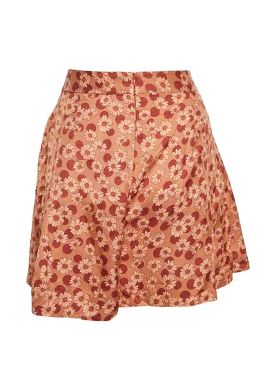Pre-owned Sandro Floral Polka-dot Skort In Orange