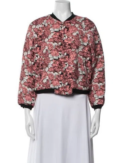 Pre-owned Sandro Floral Print Bomber Jacket In Pink