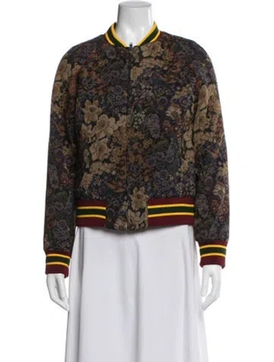 Pre-owned Sandro Floral Print Bomber Jacket W/ Tags In Neutral