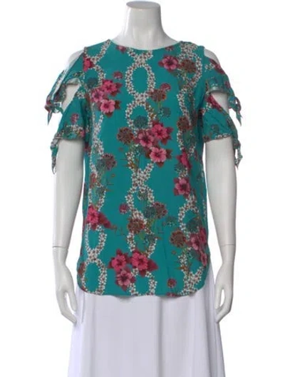 Pre-owned Sandro Floral Print Crew Neck Blouse W/ Tags In Multi