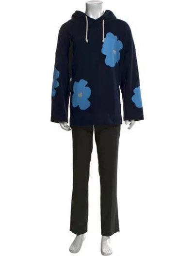 Pre-owned Sandro Floral Print Crew Neck Hoodie In Blue
