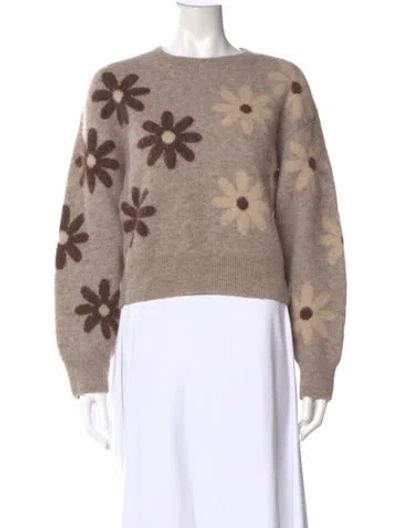 Pre-owned Sandro Floral Print Crew Neck Sweater In Neutral