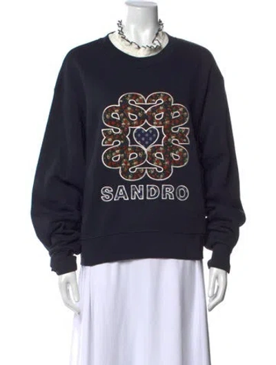 Pre-owned Sandro Floral Print Crew Neck Sweatshirt In Blue