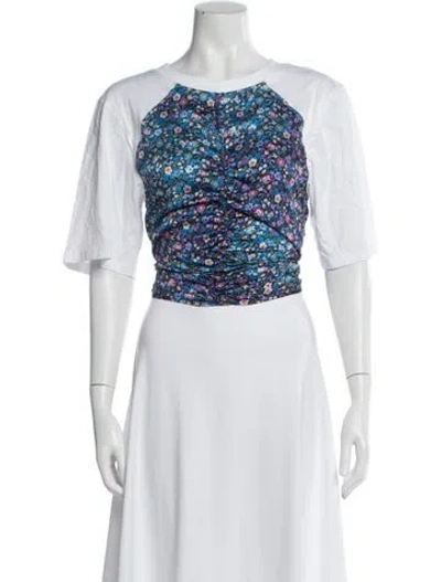 Pre-owned Sandro Floral Print Crew Neck Top In Blue