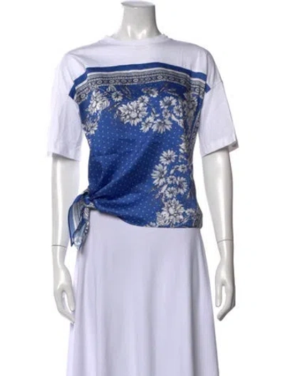 Pre-owned Sandro Floral Print Crew Neck T-shirt In Blue