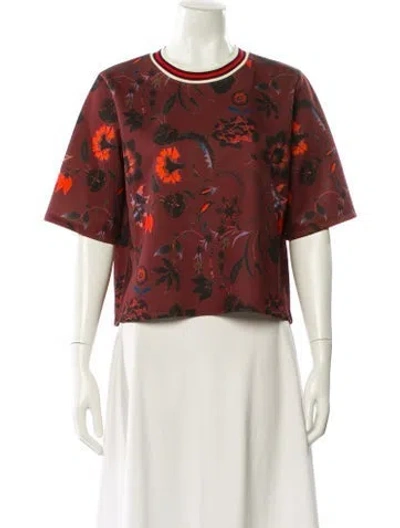 Pre-owned Sandro Floral Print Crew Neck T-shirt In Multi