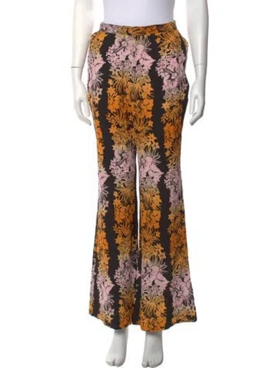 Pre-owned Sandro Floral Print Flared Pants In Black