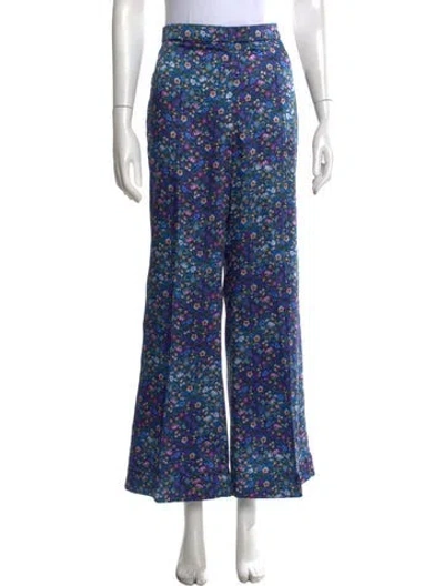 Pre-owned Sandro Floral Print Flared Pants In Purple