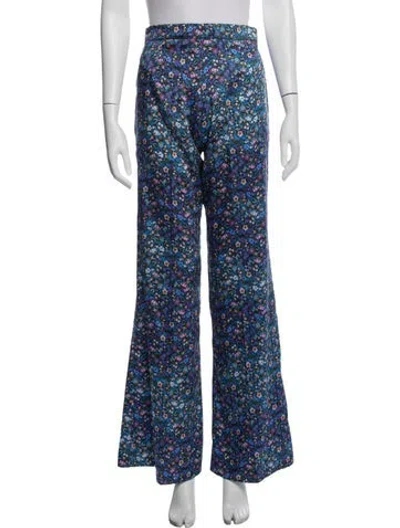 Pre-owned Sandro Floral Print Flared Pants In Purple