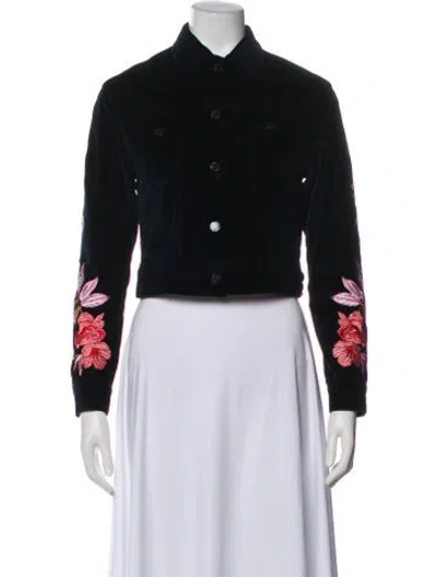Pre-owned Sandro Floral Print Jacket In Black
