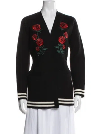 Pre-owned Sandro Floral Print Jacket In Black