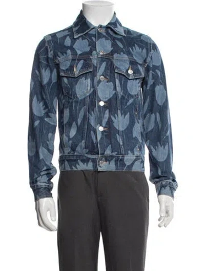 Pre-owned Sandro Floral Print Jacket In Blue