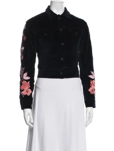 Pre-owned Sandro Floral Print Jacket In Blue