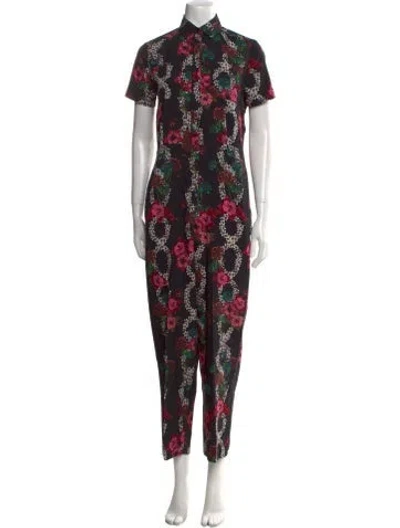 Pre-owned Sandro Floral Print Jumpsuit In Black