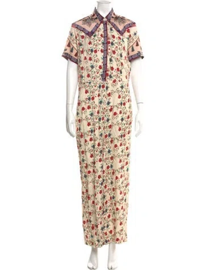 Pre-owned Sandro Floral Print Jumpsuit In Neutral