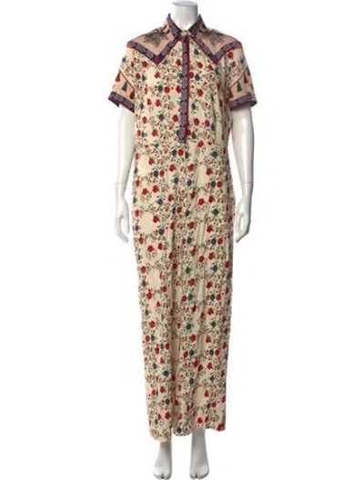 Pre-owned Sandro Floral Print Jumpsuit In Neutrals