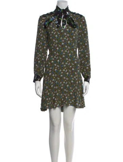 Pre-owned Sandro Floral Print Knee-length Dress In Black
