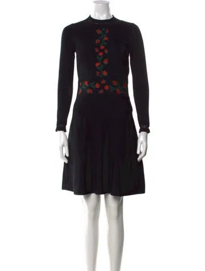 Pre-owned Sandro Floral Print Knee-length Dress In Black
