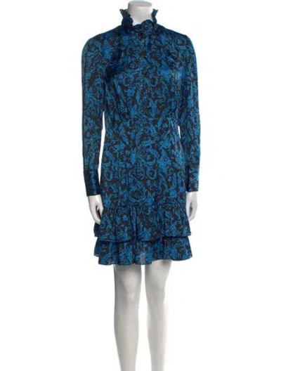 Pre-owned Sandro Floral Print Knee-length Dress In Blue