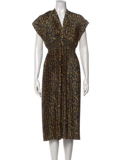 Pre-owned Sandro Floral Print Knee-length Dress In Multi
