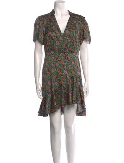 Pre-owned Sandro Floral Print Knee-length Dress W/ Tags In Green