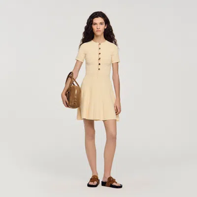 Sandro Milou Floral Knit Short Dress In Neutral