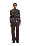 Sandro Water Flower Button Front Shirt In Black