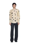 Sandro Floral Print Linen Shirt In Gold