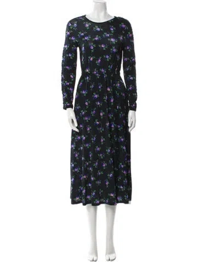 Pre-owned Sandro Floral Print Long Dress In Black