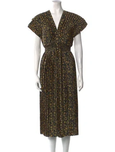 Pre-owned Sandro Floral Print Long Dress In Black