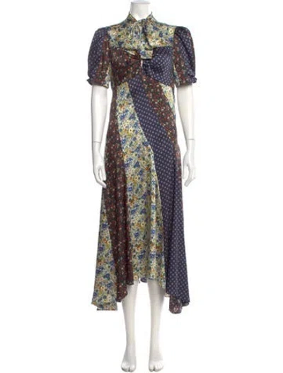 Pre-owned Sandro Floral Print Long Dress In Black