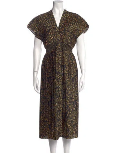 Pre-owned Sandro Floral Print Long Dress In Black