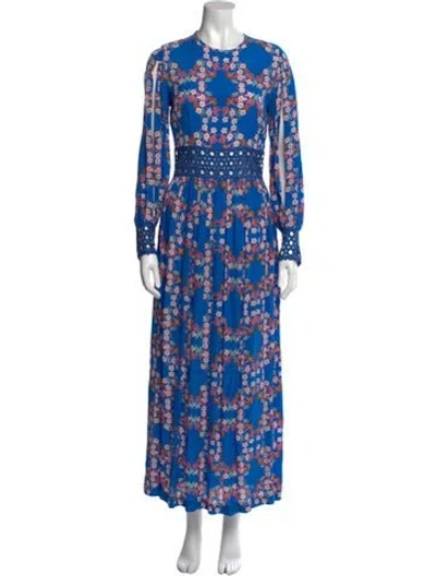 Pre-owned Sandro Floral Print Long Dress In Blue