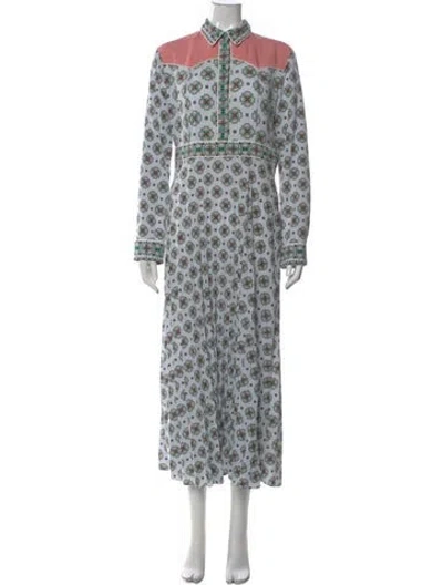 Pre-owned Sandro Floral Print Long Dress In Blue
