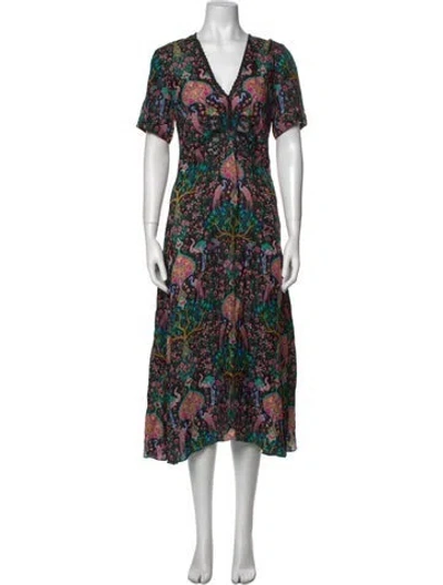 Pre-owned Sandro Floral Print Long Dress In Multi