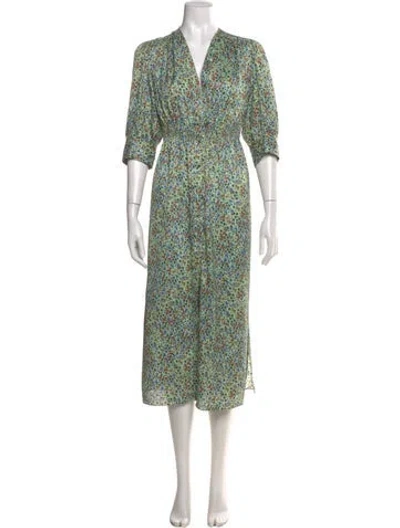 Pre-owned Sandro Floral Print Long Dress In Multi