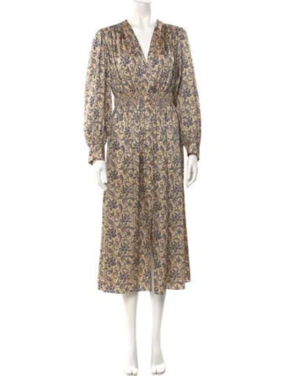Pre-owned Sandro Floral Print Long Dress In Neutral