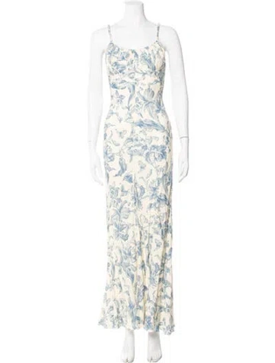Pre-owned Sandro Floral Print Long Dress In Neutral