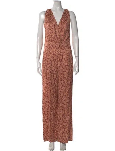 Pre-owned Sandro Floral Print Long Dress In Neutral