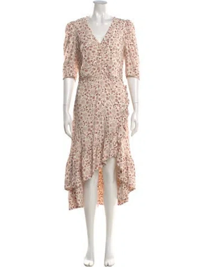 Pre-owned Sandro Floral Print Long Dress In Neutral