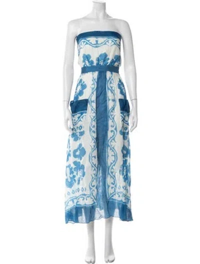 Pre-owned Sandro Floral Print Long Dress In Neutral