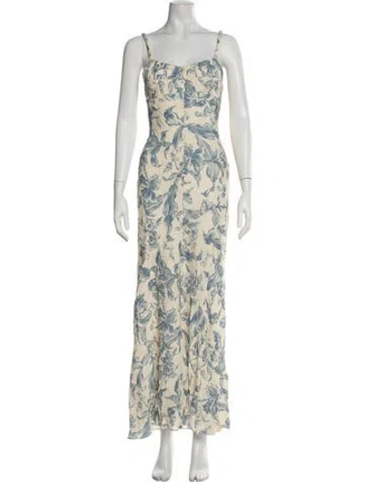 Pre-owned Sandro Floral Print Long Dress In Neutrals