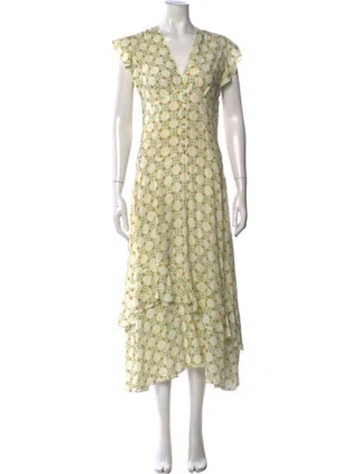 Pre-owned Sandro Floral Print Long Dress In Neutrals
