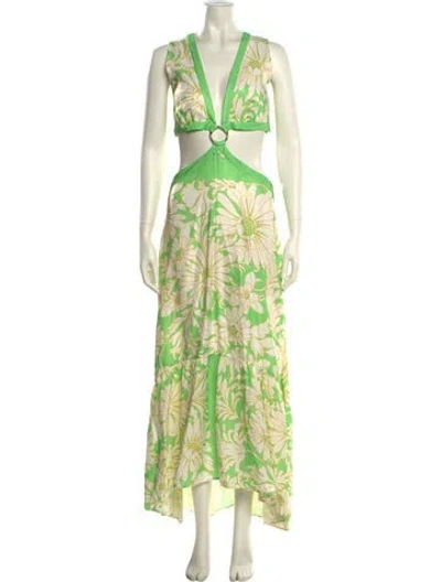 Pre-owned Sandro Floral Print Long Dress W/ Tags In Multi