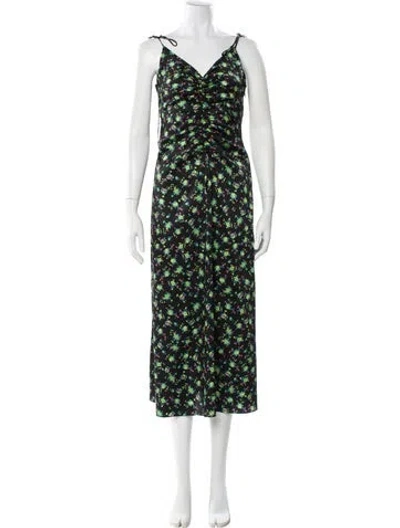 Pre-owned Sandro Floral Print Long Dress In White